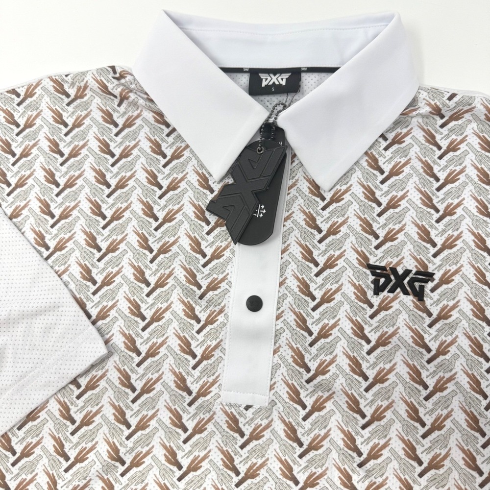PXG Mens Saguaro Perforated Polo Shirt Boulder Cactus Print Small NEW